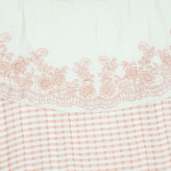 Vintage Size 6 Dress Embroidered Collar Pink Gingham Cottagecore 90s Dainty Midi - Picture 8 of 10